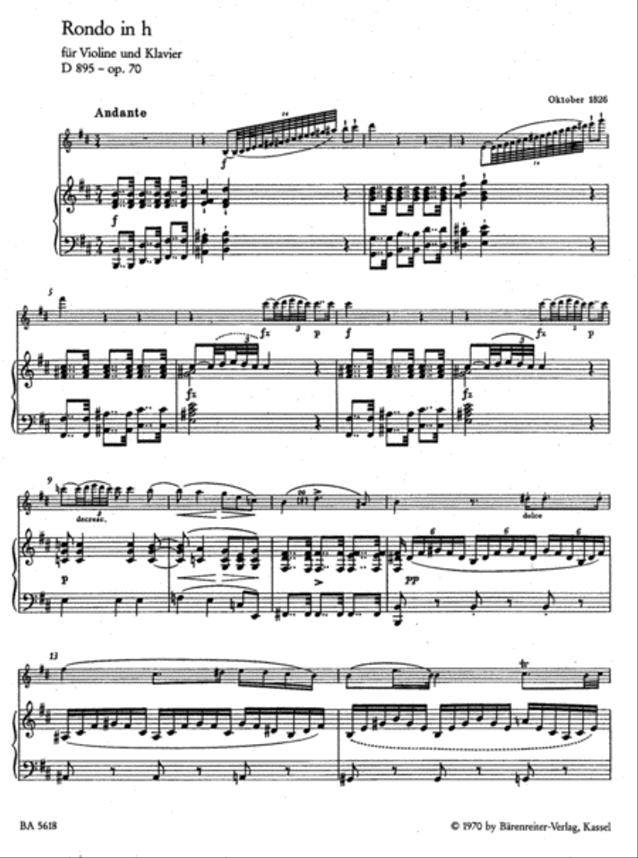 Rondo for Violin and Piano in B minor, op. 70 D 895 Violin Solo scores gallery preview page 2