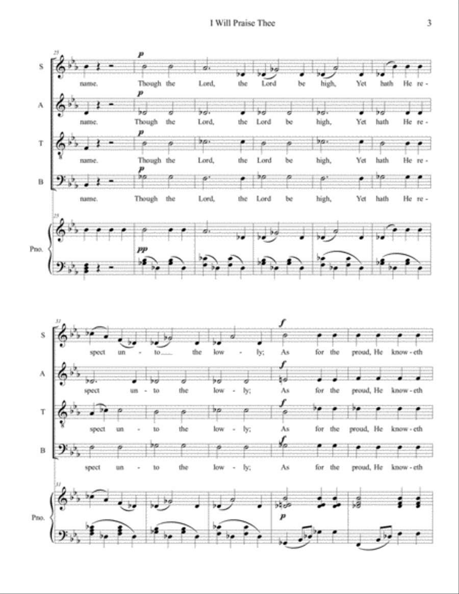 I Will Praise Thee I Will Praise Thee 4-Part scores gallery preview page 3