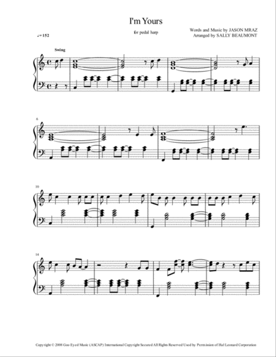 I'm Yours Harp scores gallery preview page 1