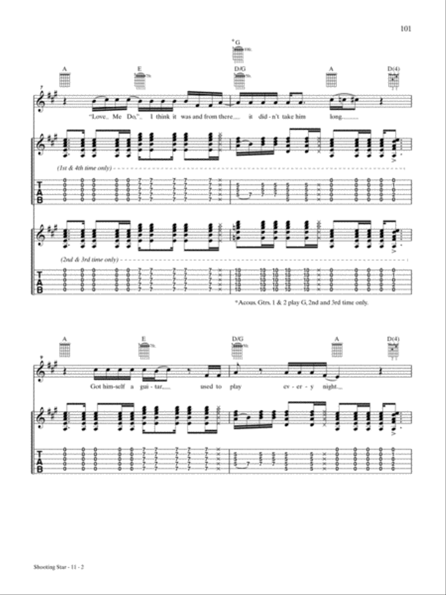 Shooting Star Guitar Tablature scores gallery preview page 2