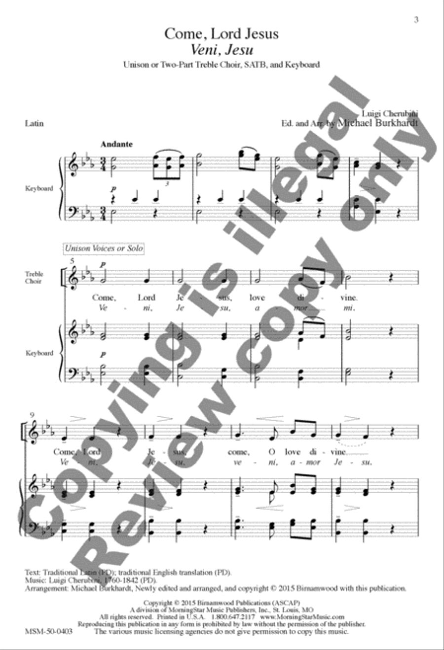Come, Lord Jesus/Veni, Jesu 4-Part scores gallery preview page 3