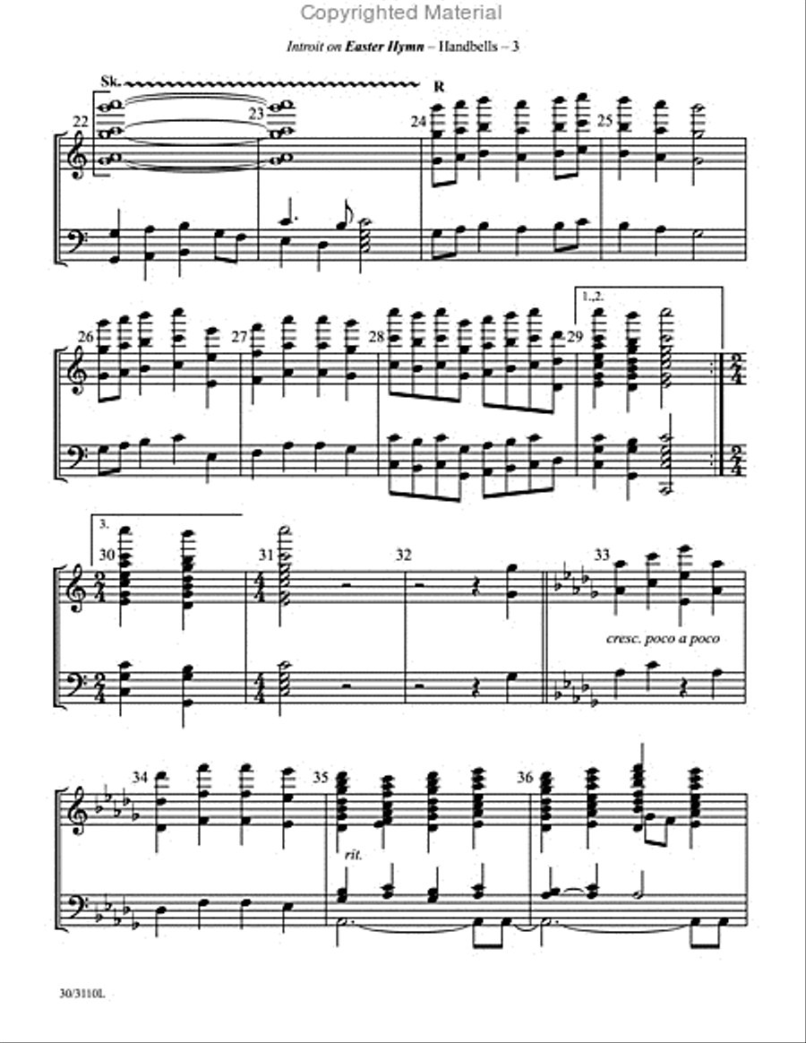 Introit on Easter Hymn - Reproducible Handbell Part 5-Octaves scores gallery preview page 4