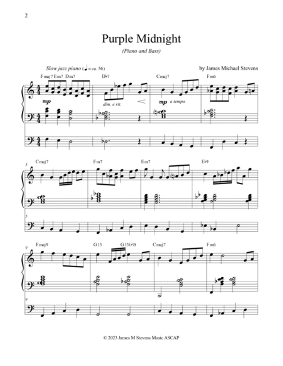 Purple Midnight - Piano & Bass Jazz Ensemble scores gallery preview page 2