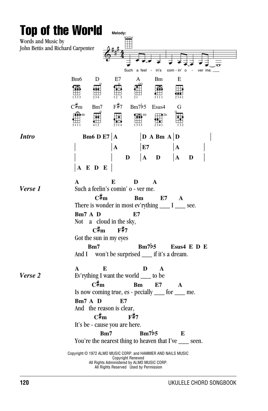 Top Of The World Ukulele scores gallery preview page 1