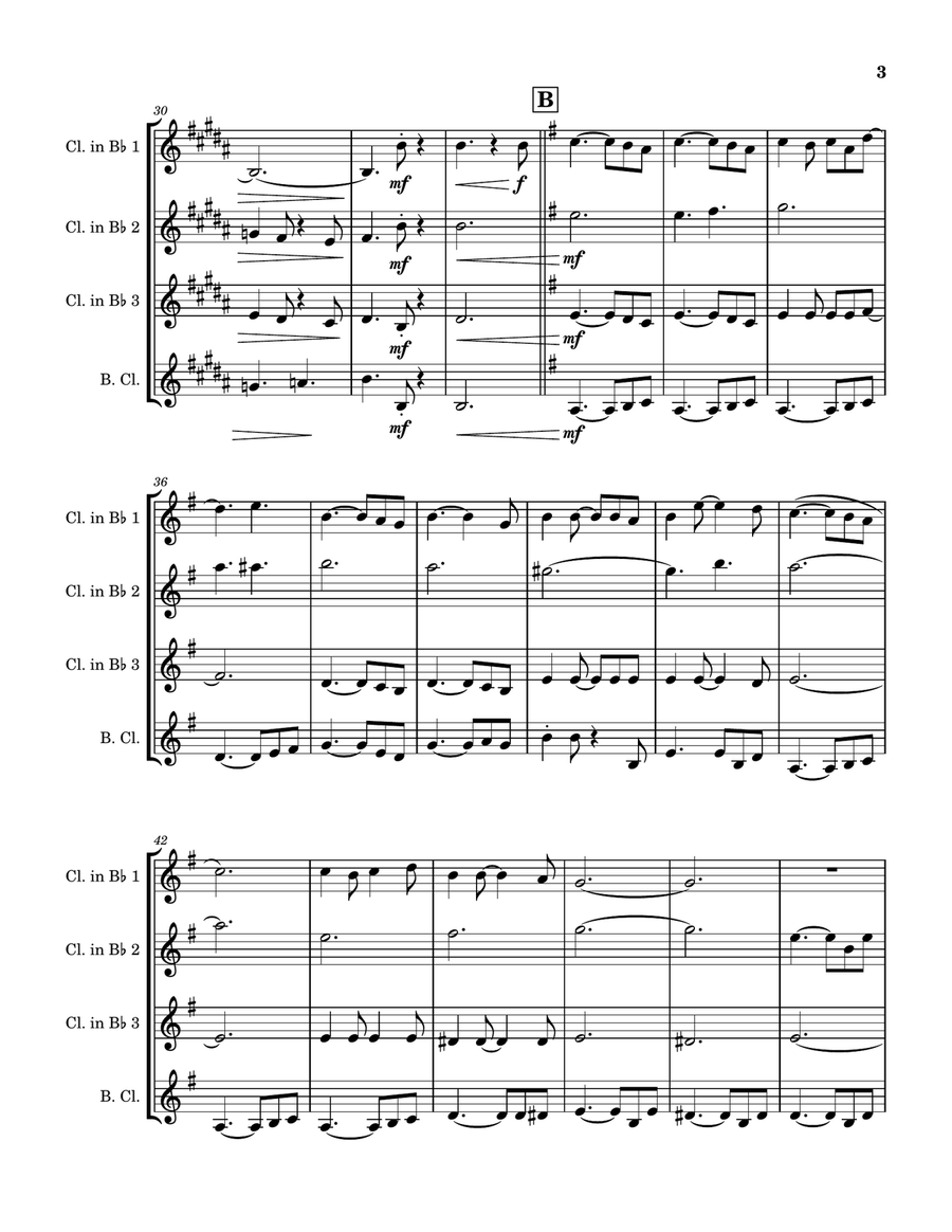 Olivia Newton-John: Hopelessly Devoted To You (The Clarinet Quartet scores gallery preview page 3
