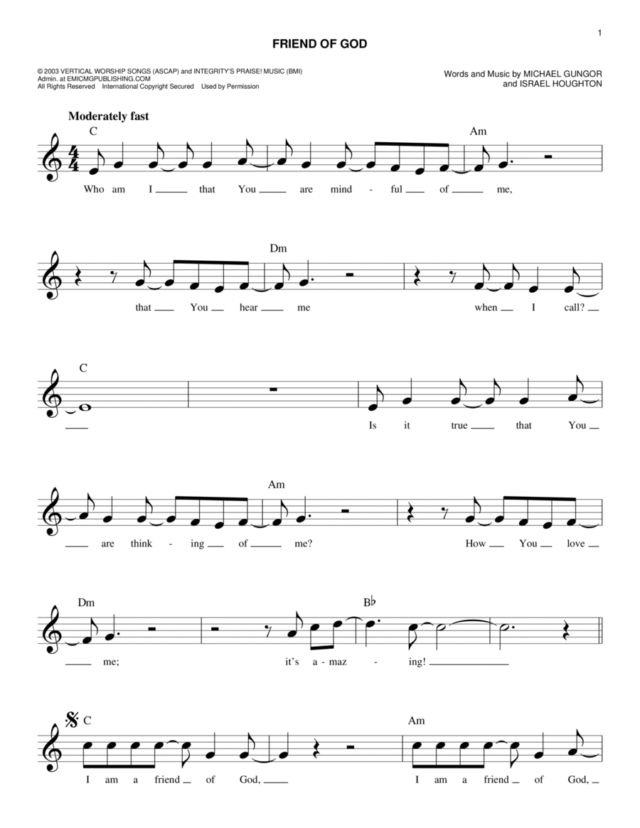 Friend Of God Friend Of God Piano scores gallery preview page 1