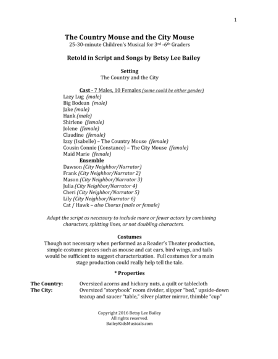 The Country Mouse and the City Mouse - Director's Script Small Ensemble scores gallery preview page 2