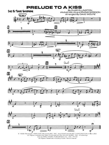 Prelude to a Kiss: 2nd B-flat Tenor Saxophone