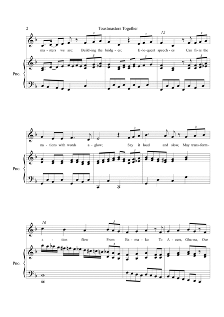 Toastmasters Together Piano, Vocal, Guitar scores gallery preview page 2