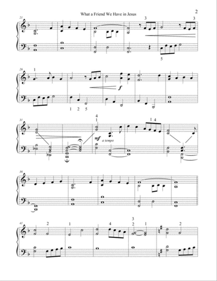 What a Friend We Have in Jesus (Intermediate Piano Solo) Piano Solo scores gallery preview page 2