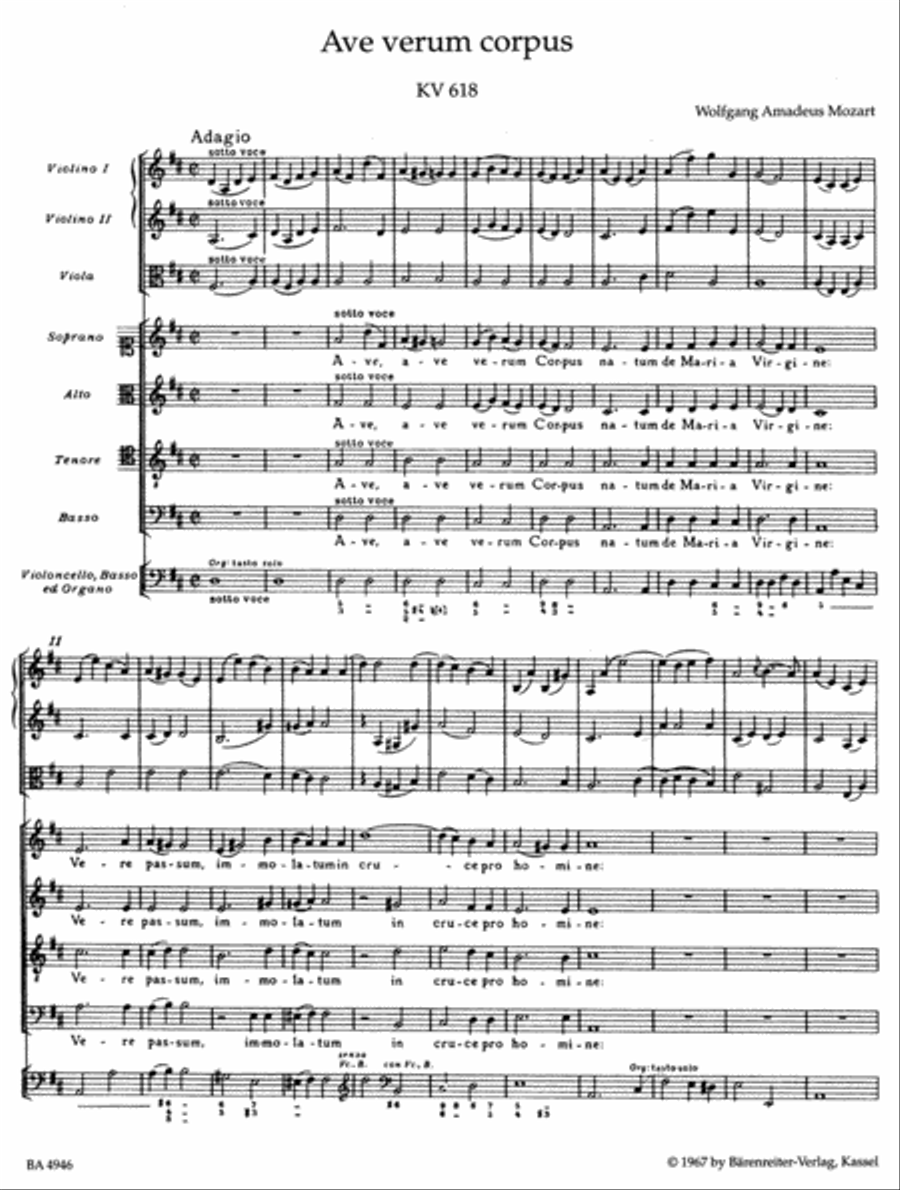 Ave verum corpus KV 618 4-Part scores gallery preview page 2