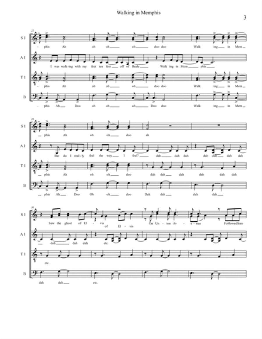 Walking In Memphis Walking In Memphis 4-Part scores gallery preview page 3