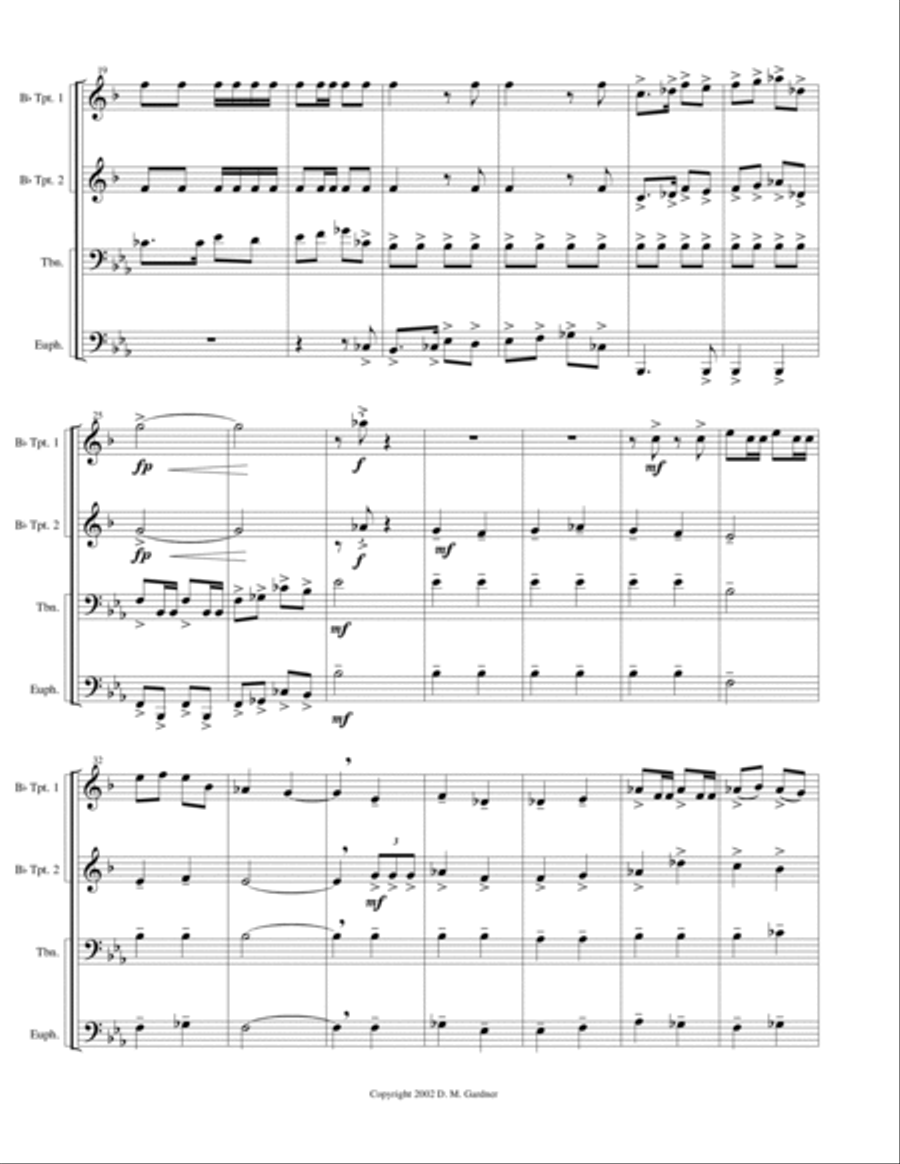Fanfare con Spirito for Brass Quartet (2 Bb Trpts, Trombone & Euphonium) Brass Quartet scores gallery preview page 3
