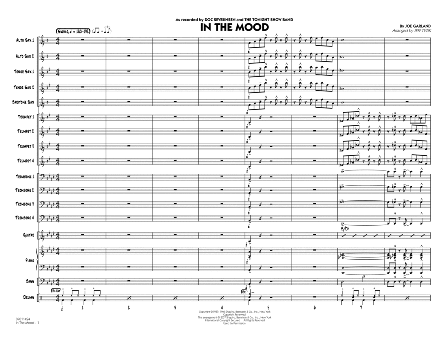 In The Mood (The Tonight Show version) - Conductor Score (Full Score)