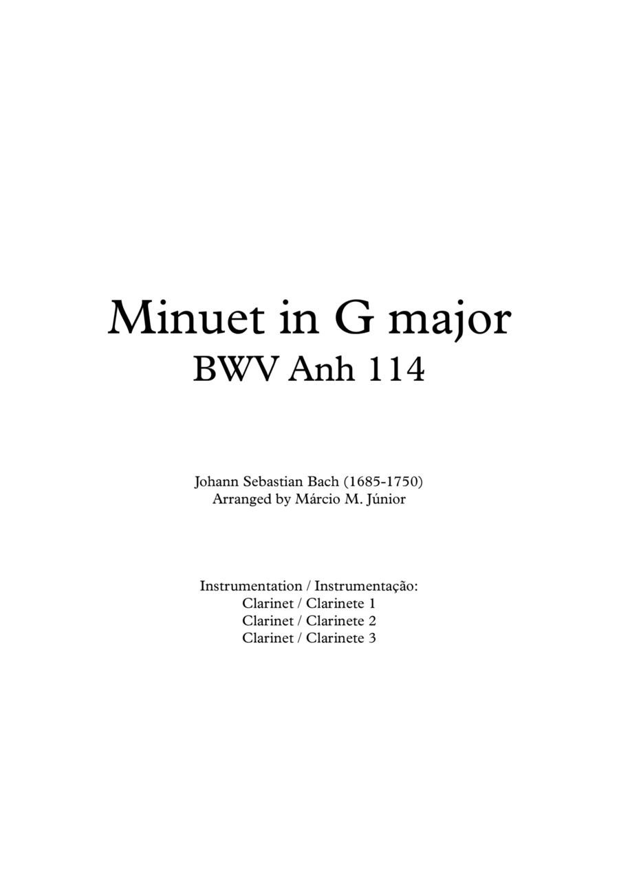 Minuet in G major - BWV Anh 114 Woodwind Trio scores gallery preview page 1