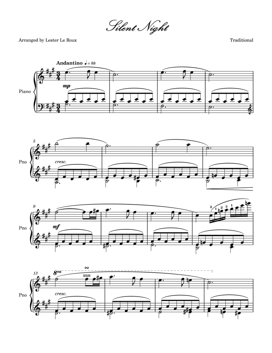 Silent Night Piano Solo scores gallery preview page 1