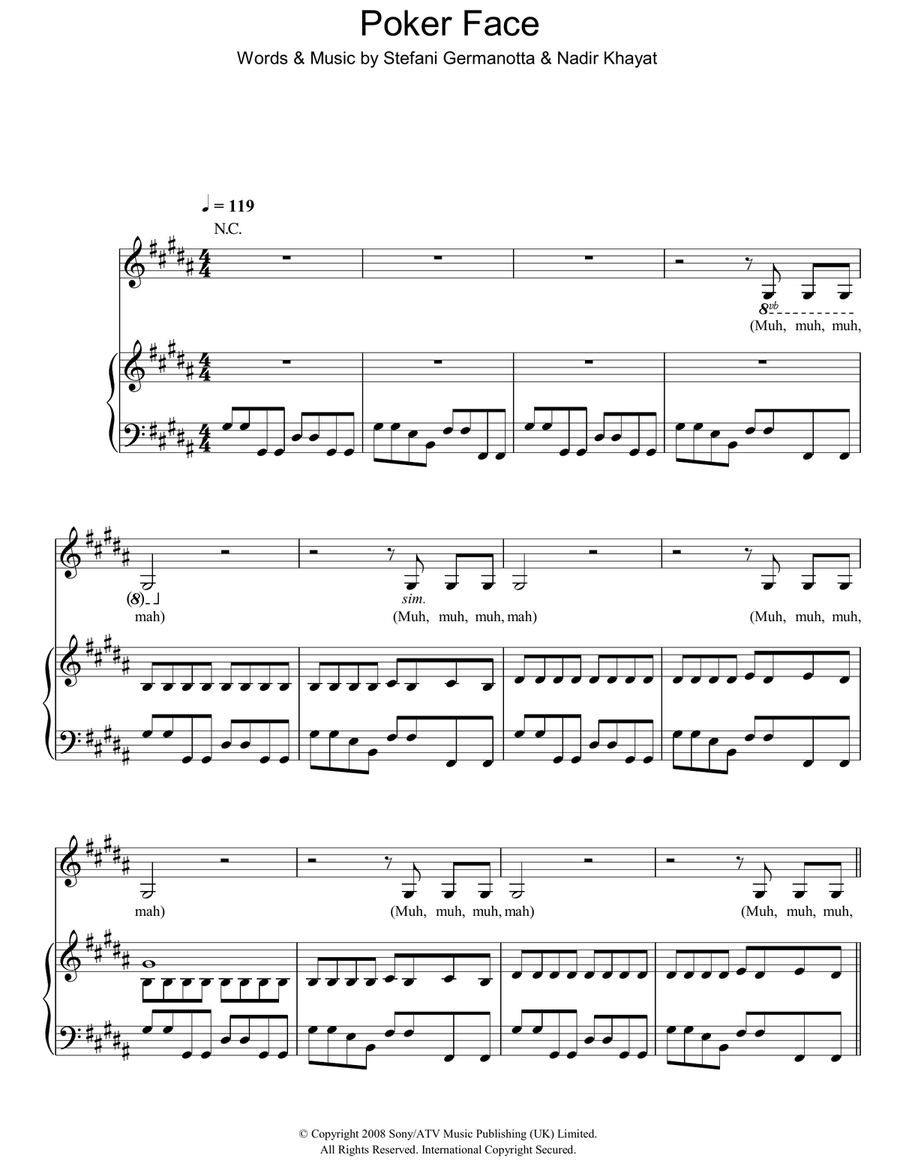 Poker Face Acoustic Guitar scores gallery preview page 1