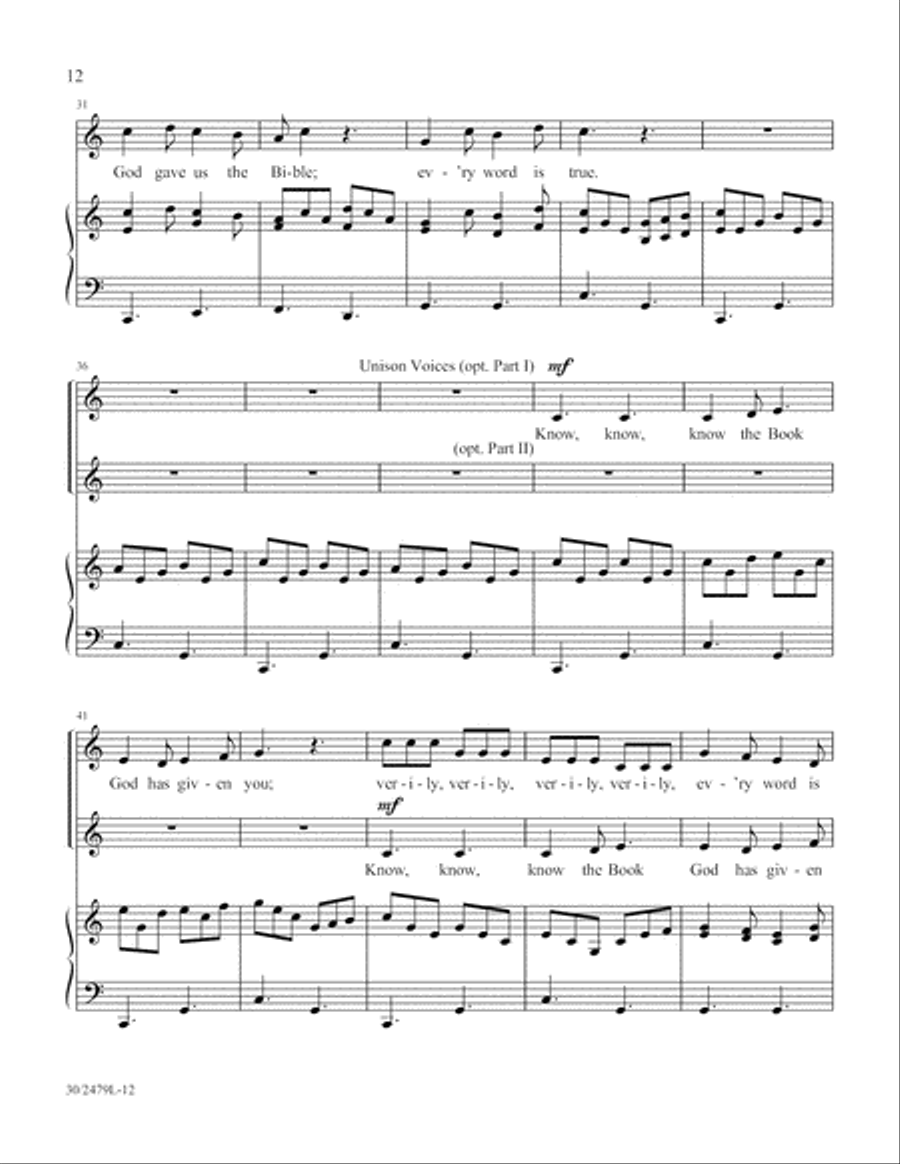 Scripture Songs Unison Choir scores gallery preview page 13