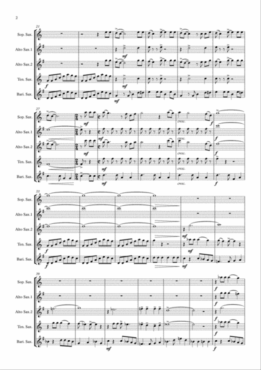 Oh, Pretty Woman Saxophone Quintet scores gallery preview page 2