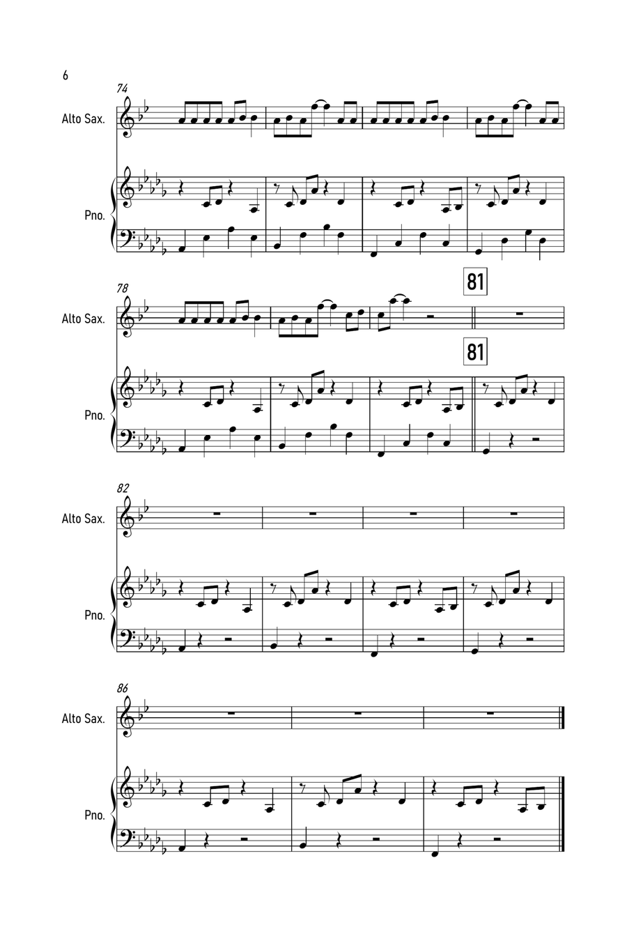 Stay Stay Alto Saxophone scores gallery preview page 6