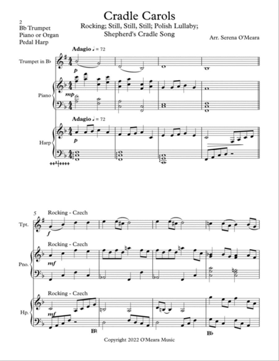 Cradle Carols, Trio for Bb Trumpet, Pedal Harp and Piano image number null