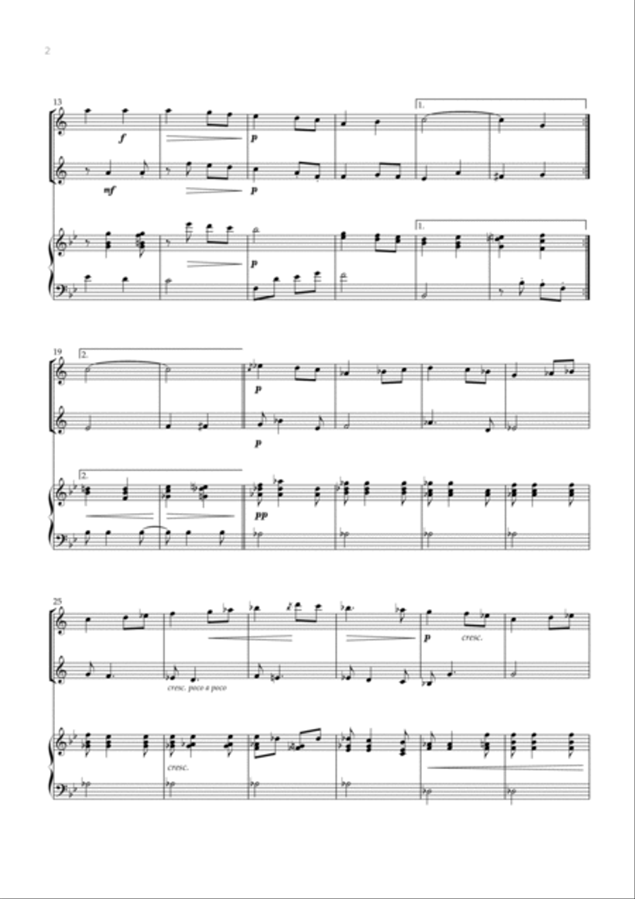 Salut D’amour (Trumpet Duet and Piano) - Edward Elgar Trumpet Duet scores gallery preview page 2