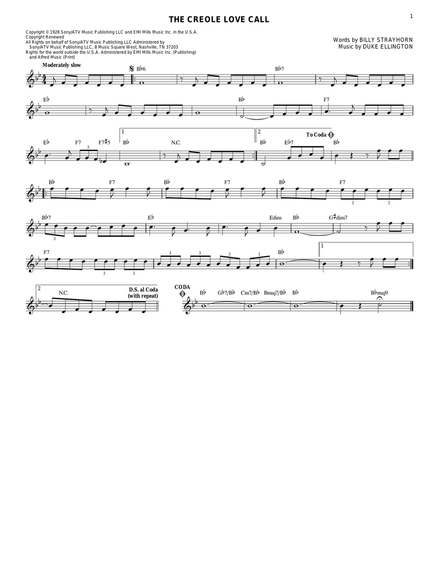 The Creole Love Call Electric Guitar scores gallery preview page 1