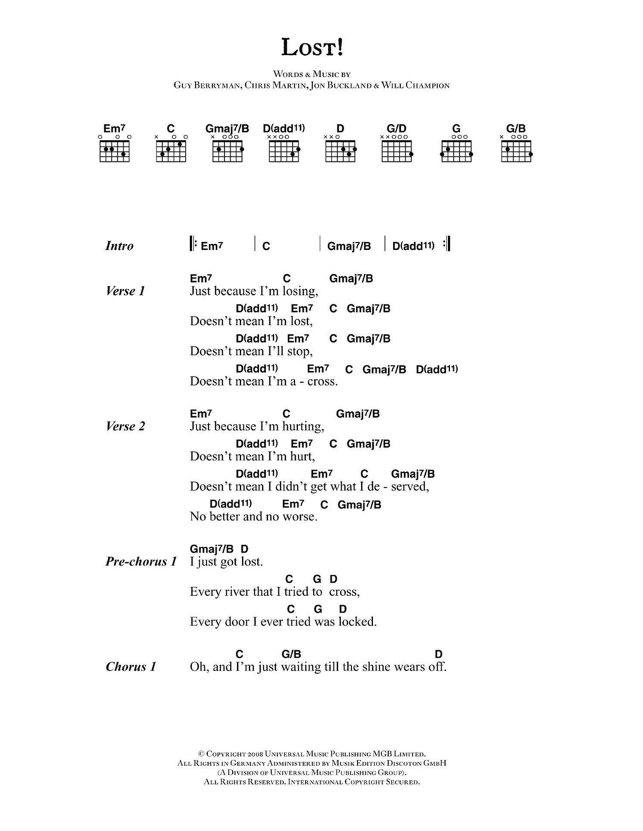 Lost! Easy Guitar scores gallery preview page 1
