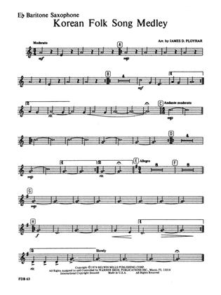 Korean Folk Song Medley: E-flat Baritone Saxophone