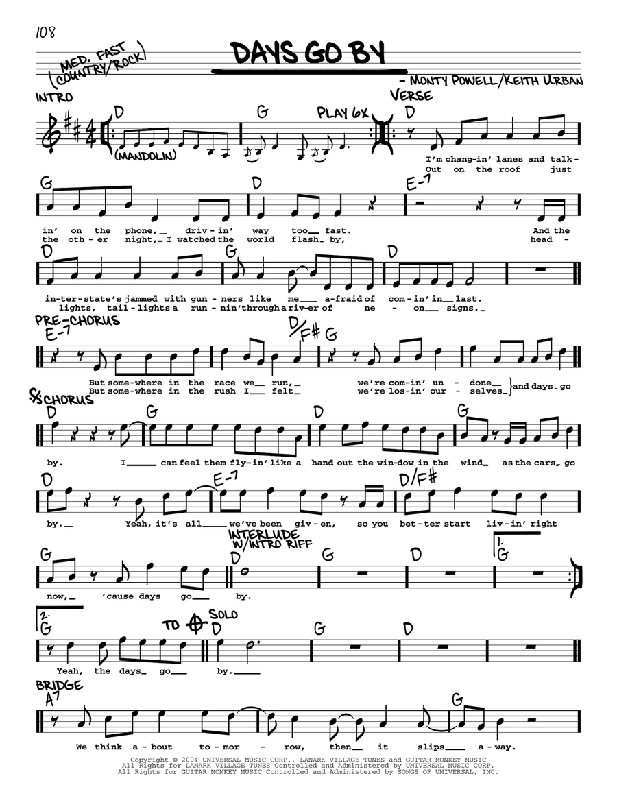 Days Go By Voice scores gallery preview page 1
