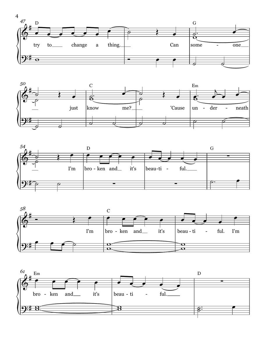 Broken & Beautiful Easy Piano scores gallery preview page 4