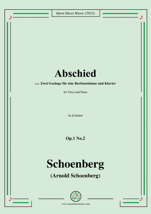 Book cover for Schoenberg-Abschied,in d minor,Op.1 No.2