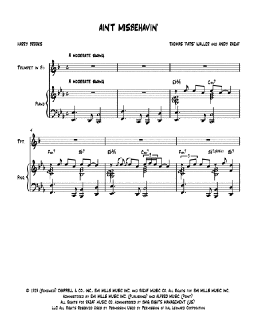 Ain't Misbehavin' Trumpet Solo scores gallery preview page 1