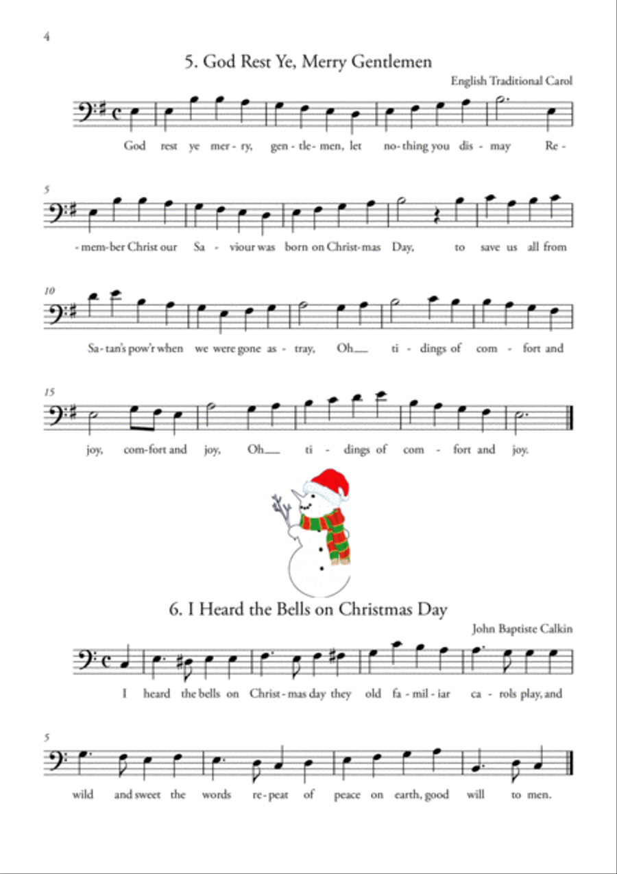 20 Easy Christmas Carols for VIOLONCELLO Cello Solo scores gallery preview page 4