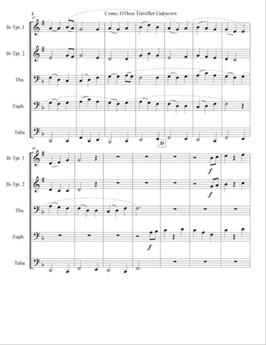 Candler (Come, O Thou Traveler Unknown) Brass Ensemble scores gallery preview page 4