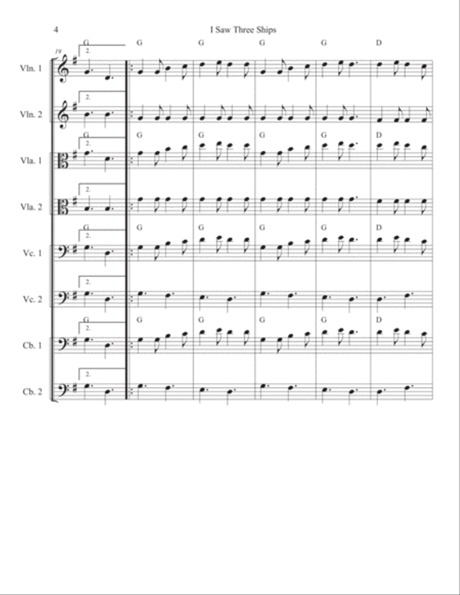 I Saw Three Ships/In Dulci Jubilo String Orchestra scores gallery preview page 4