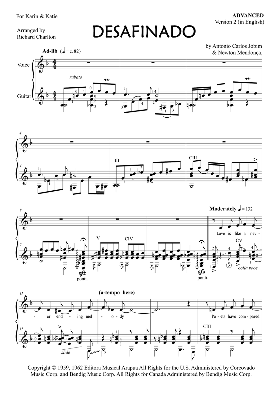 Desafinado Desafinado Piano, Vocal, Guitar scores gallery preview page 1