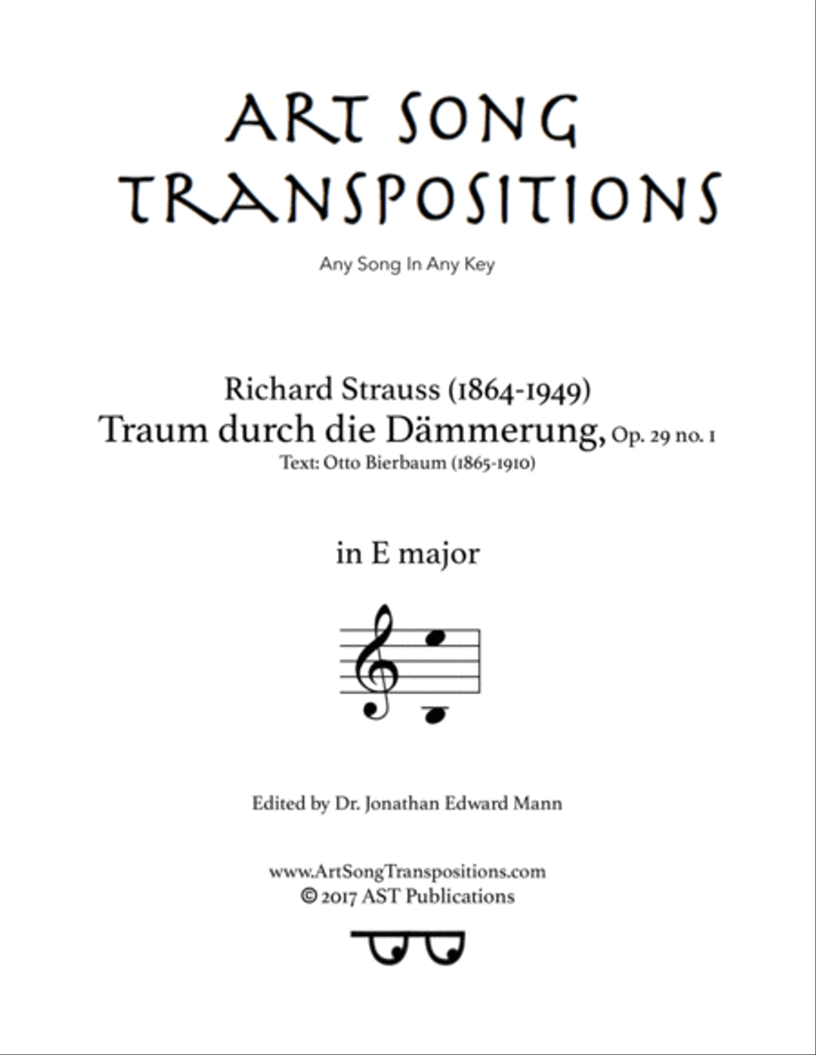 STRAUSS: Traum durch die Dämmerung, Op. 29 no. 1 (transposed to E major)