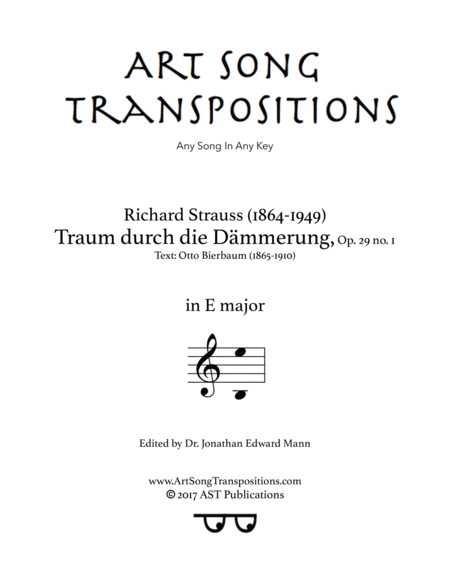 STRAUSS: Traum durch die Dämmerung, Op. 29 no. 1 (transposed to E major)