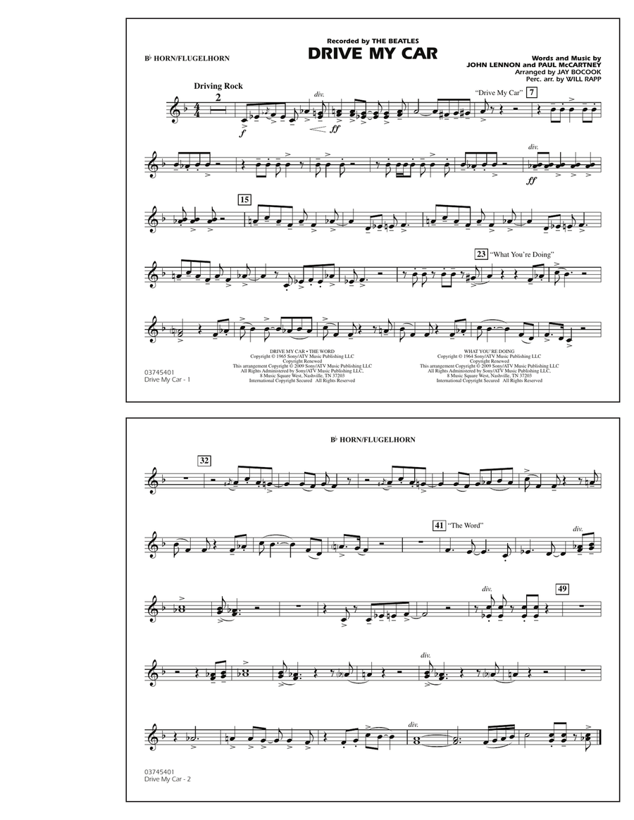 Drive My Car - Bb Horn/Flugelhorn