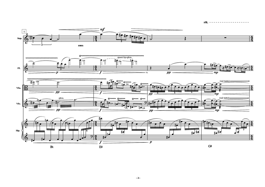 "Spring Calls" - for Soprano, Flute, Viola, Cello and Harp [Study Score] image number null