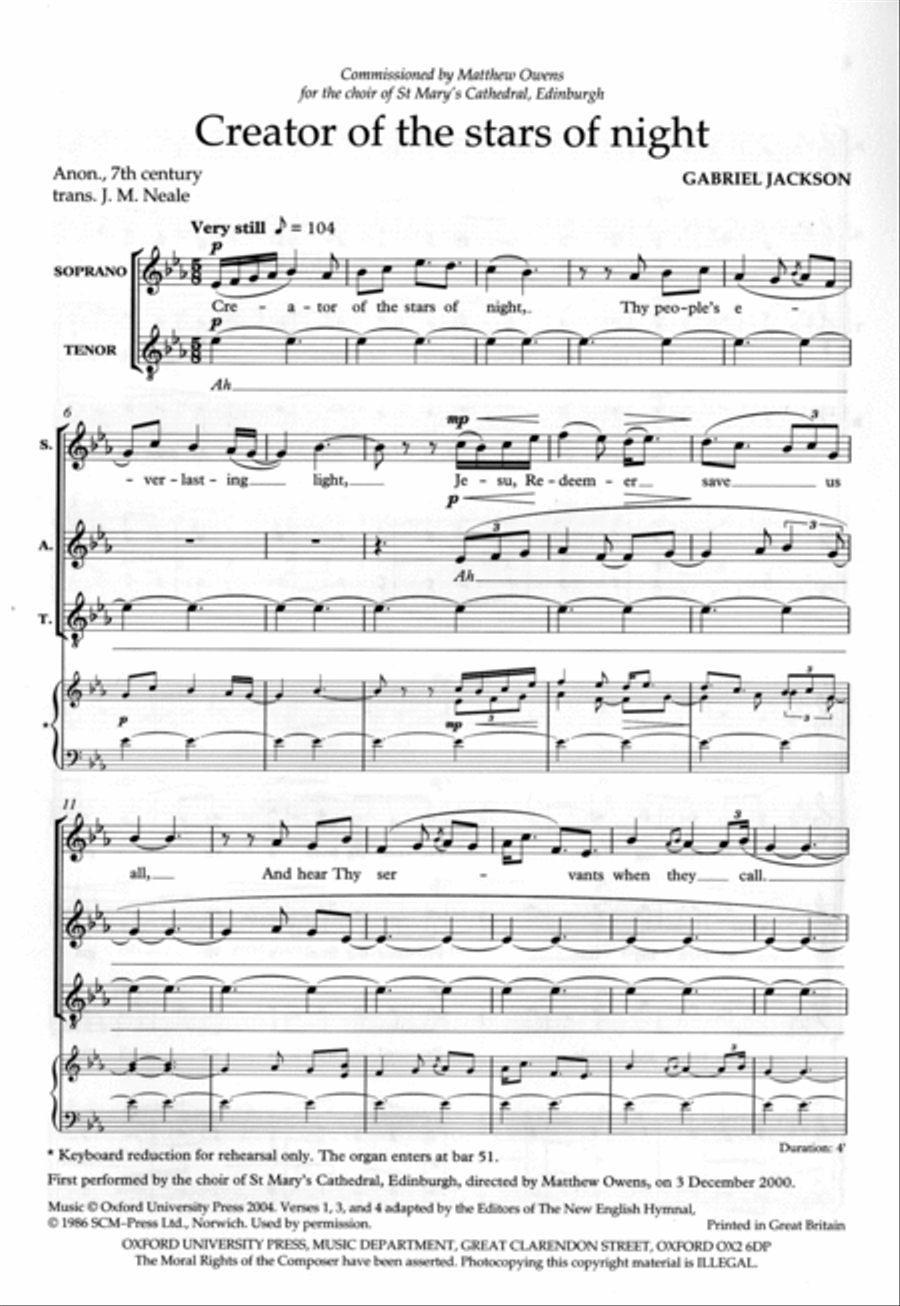 Creator of the stars of night 4-Part scores gallery preview page 2
