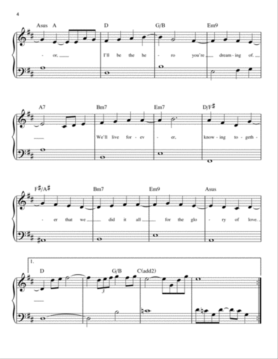Glory Of Love Easy Piano scores gallery preview page 4