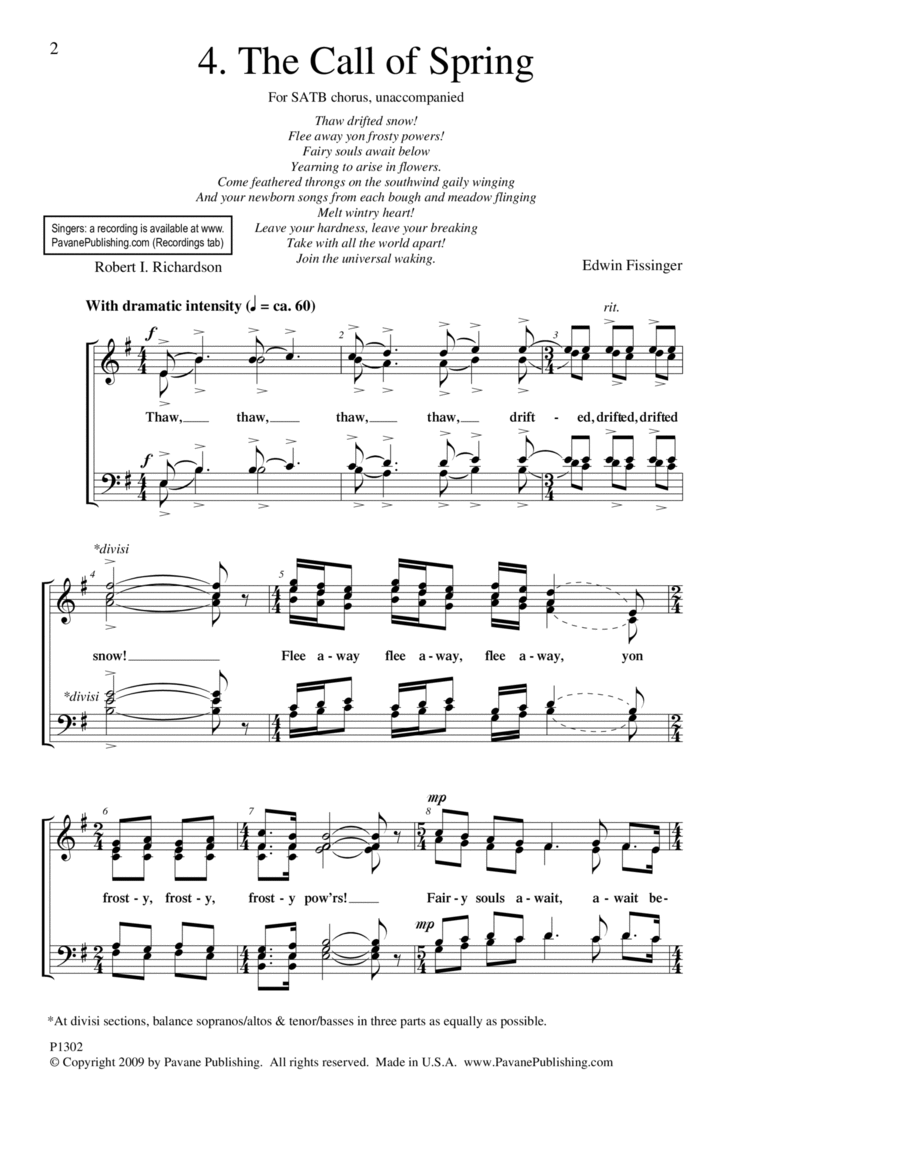 The Call Of Spring 4-Part scores gallery preview page 1