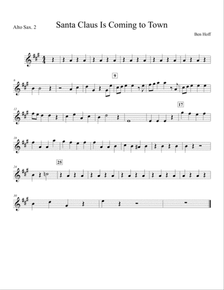 Santa Claus Is Comin' To Town Woodwind Quartet scores gallery preview page 2