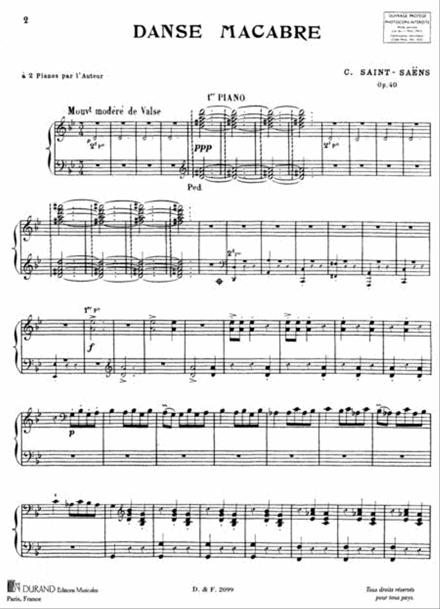 Danse Macabre, Op. 40 (Poème symphonique) (set) Piano Duet scores gallery preview page 2