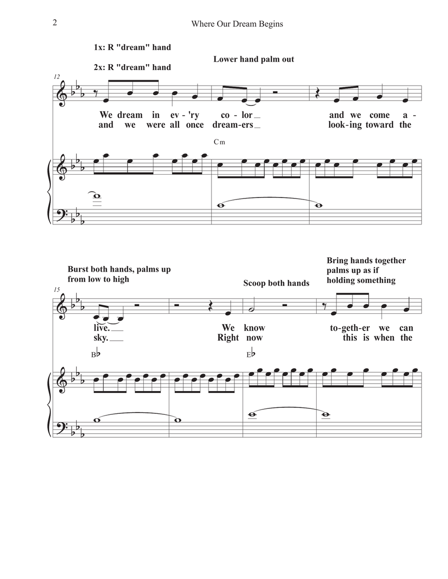 Where Our Dreams Begin Unison Choir scores gallery preview page 2