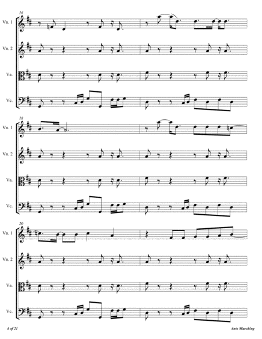 Ants Marching String Quartet scores gallery preview page 5