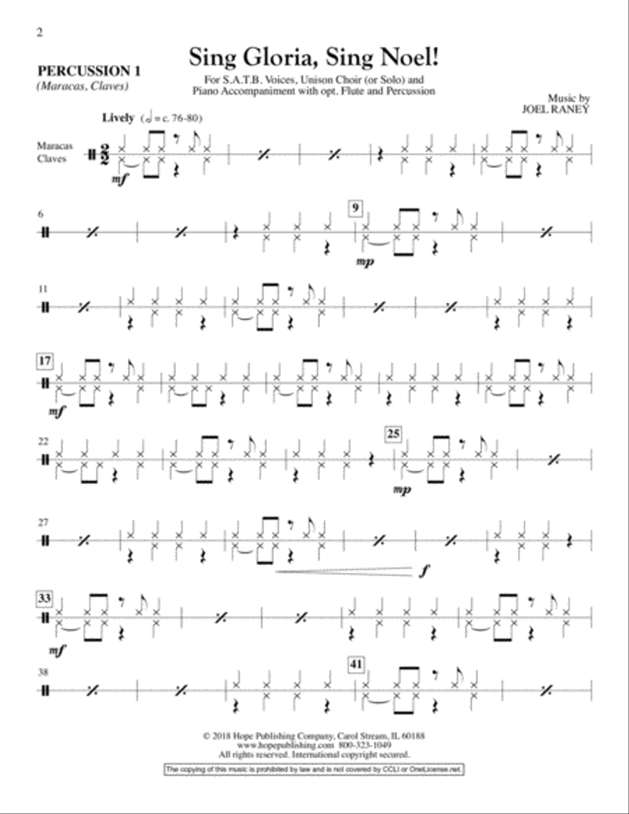 Sing Gloria, Sing Noel!-Raney-Conductor's Score, Flute, & Percussion-Digital Ver Unison Choir scores gallery preview page 15
