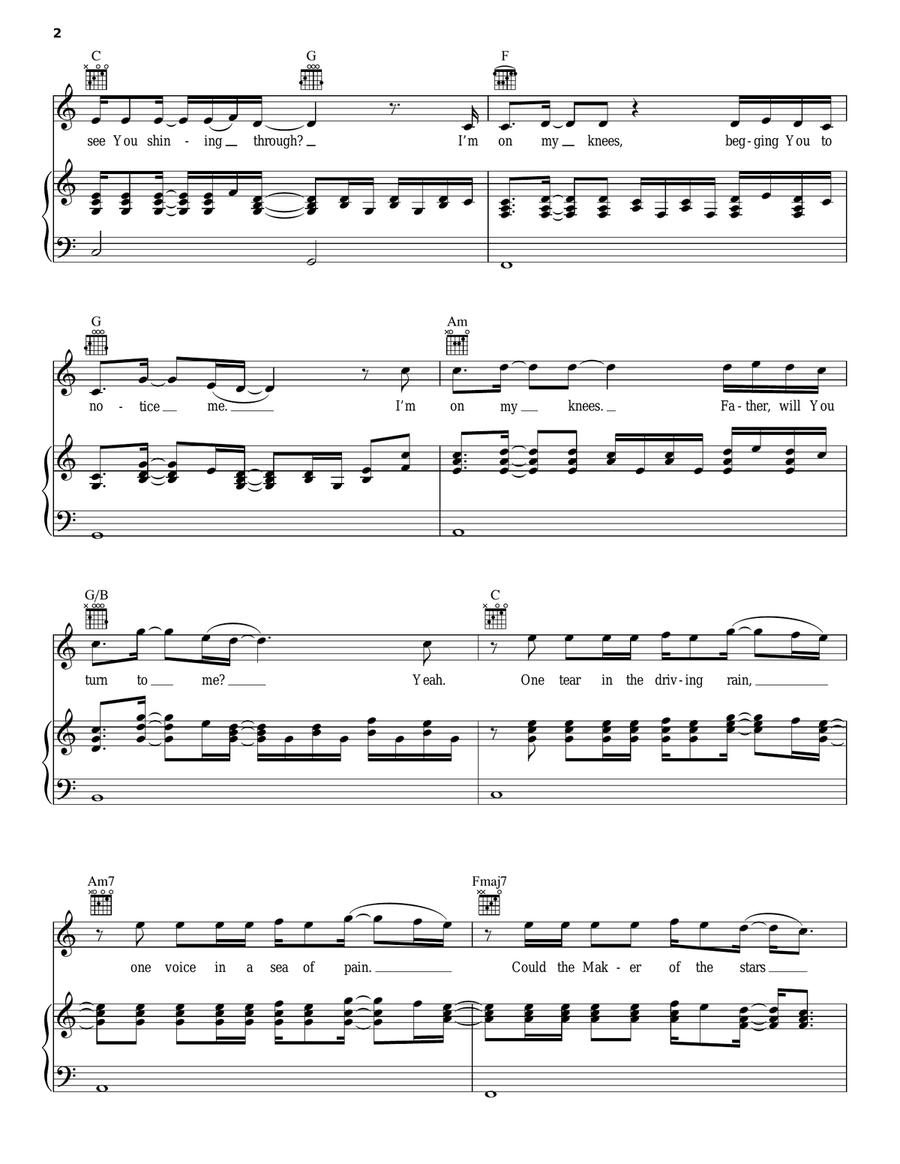 Hold My Heart Piano, Vocal, Guitar scores gallery preview page 2